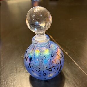 Vintage Blue Opalescent Glass Perfume Bottle